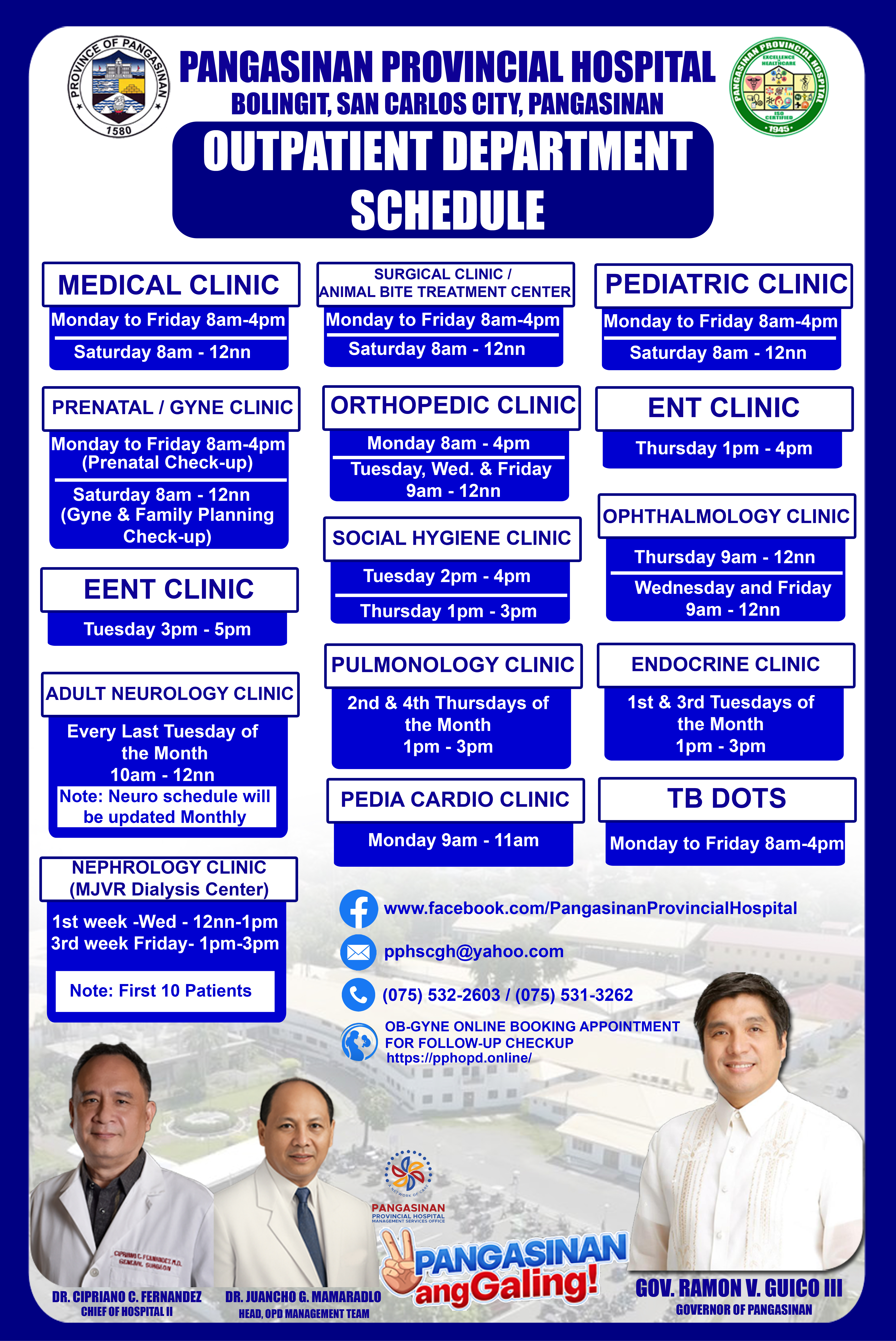 Pangasinan Provincial Hospital OPD Schedule